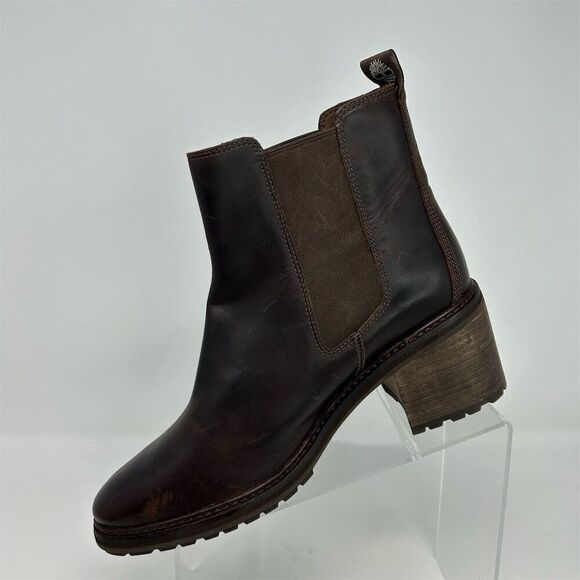 Timberland Sienna High Chelsea Boots Brown Burgundy Leather Size 11 Slip-On - Picture 4 of 14